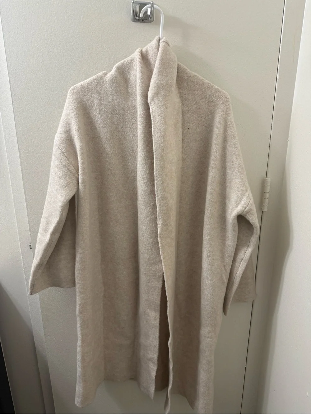 Cozy Open-Front Beige Cardigan Coat